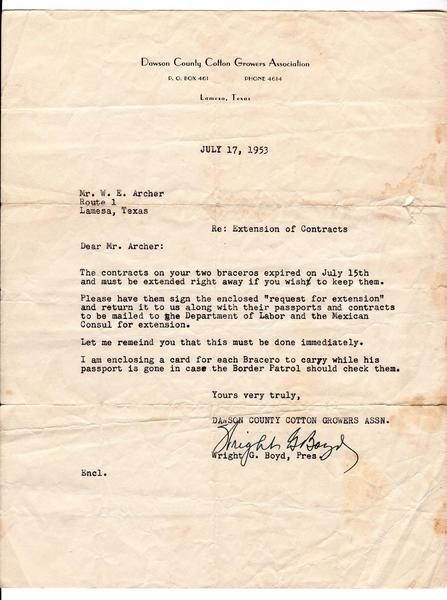 Carta enviada a empleador, Lamesa TX, 1953 (procedemiento.jpg