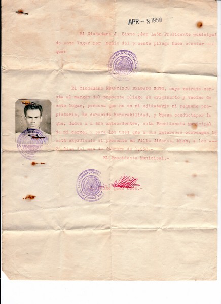 Certificado antecedentes penales, Michoacan 1958.jpg