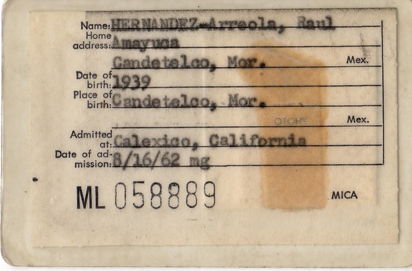 Hernandez Arreola, Raul - Alien Laborers ID Card1.jpg